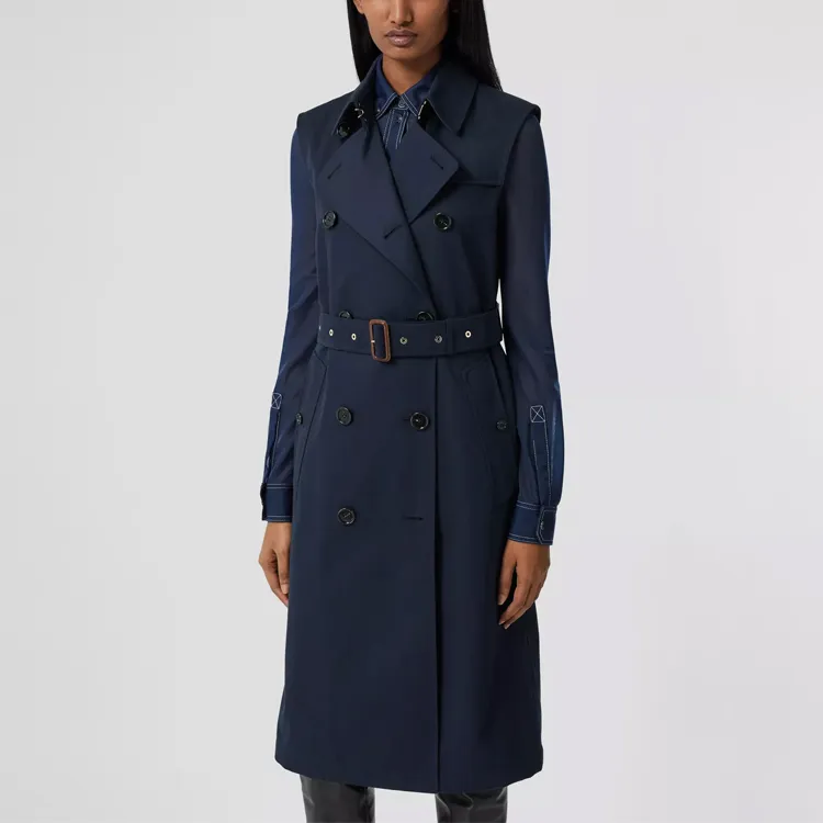 Burberry Trench Coats Women's Midnight Blue-2