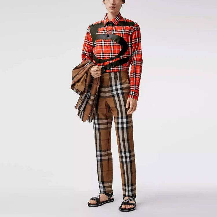 Burberry Shirts Men Orange Red-1