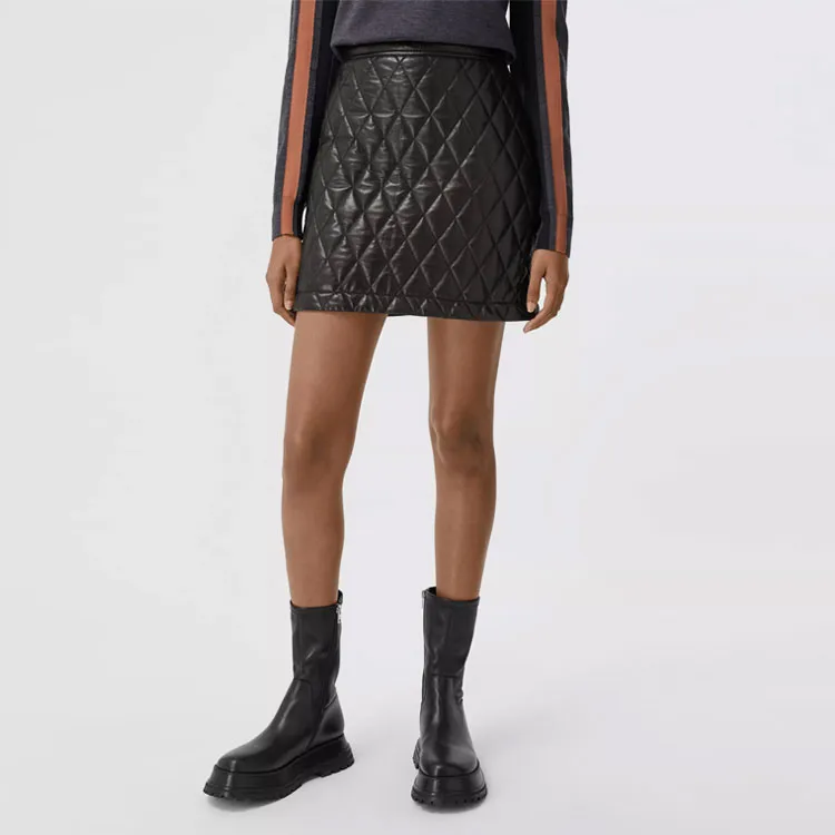 Burberry Leather Short Skirts Women's Black-1