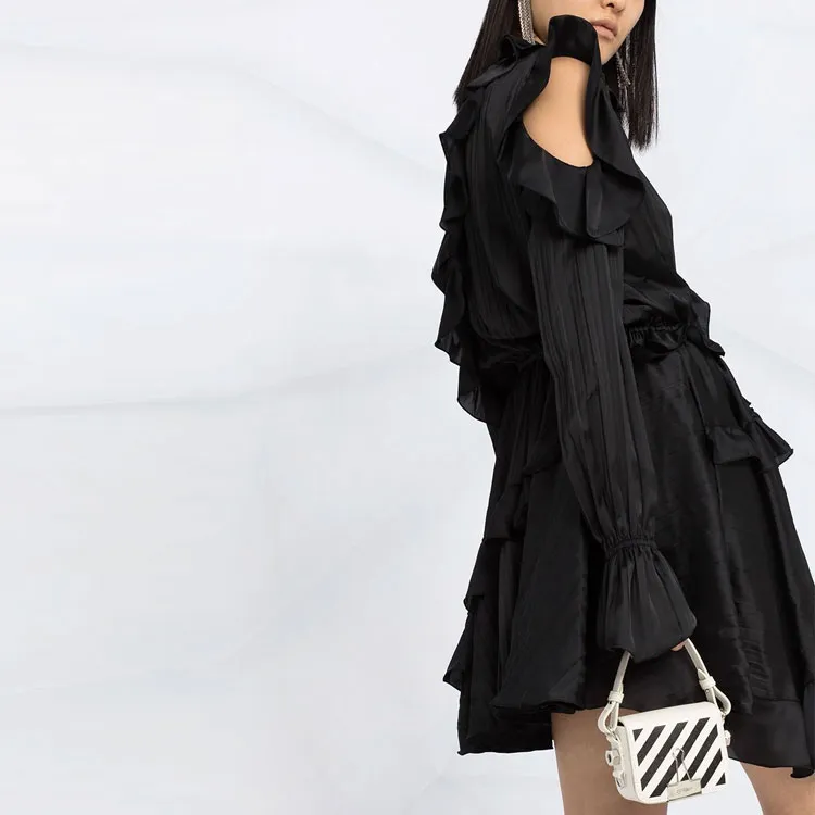 OFF-WHITE Creased Ruffled Cocktail Dress-5