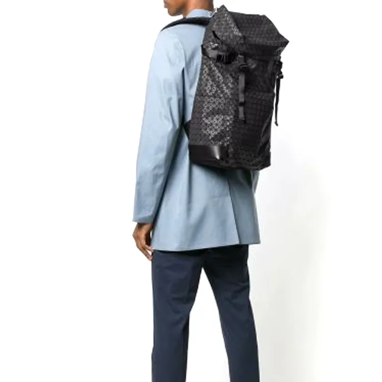ISSEY MIYAKE HIKER Cow Leather Polyester Nylon Cotton Backpack Men's Black-4