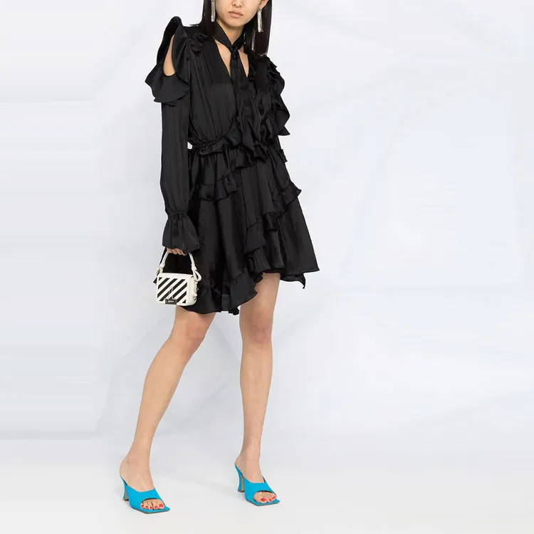 OFF-WHITE Creased Ruffled Cocktail Dress-1