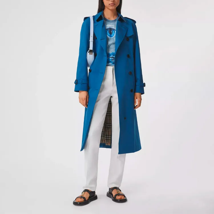 Burberry Trench Coats Women's Dark Sky Blue-3