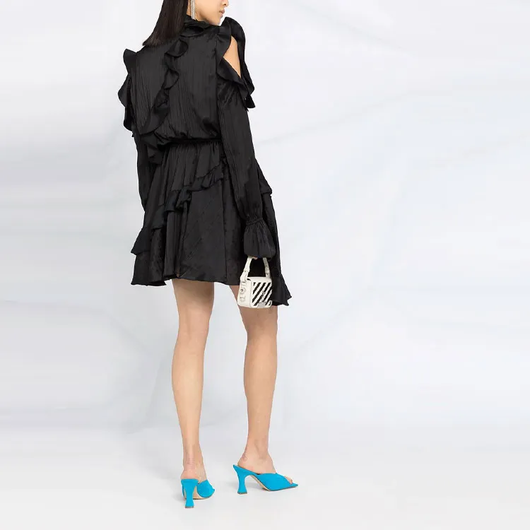 OFF-WHITE Creased Ruffled Cocktail Dress-3