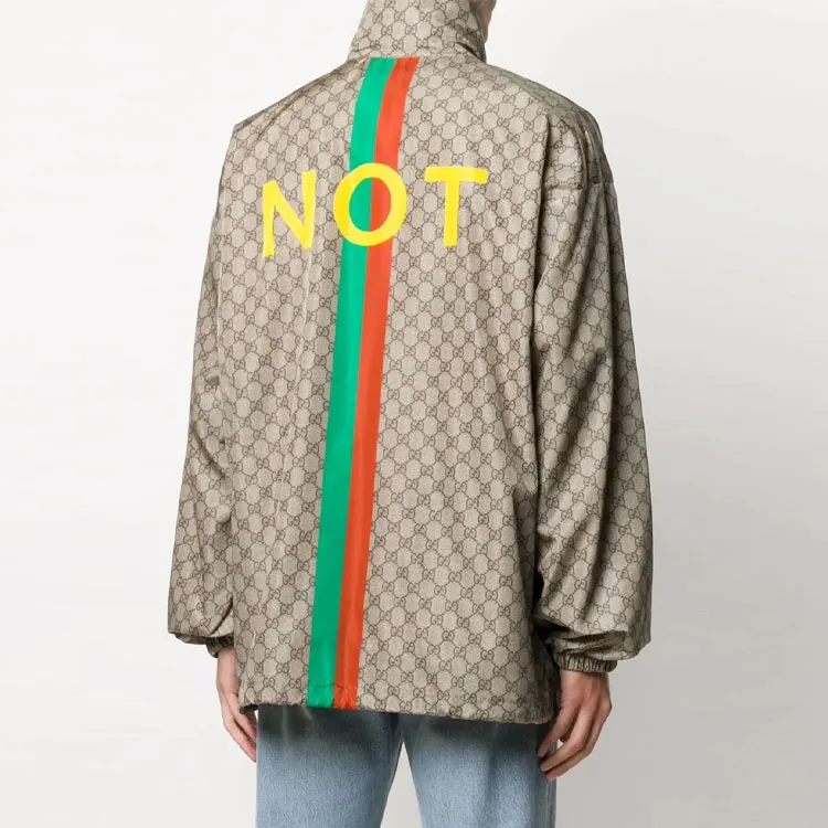 GUCCI Gg Supreme Canvas 'Not Fake' print Jacket-4