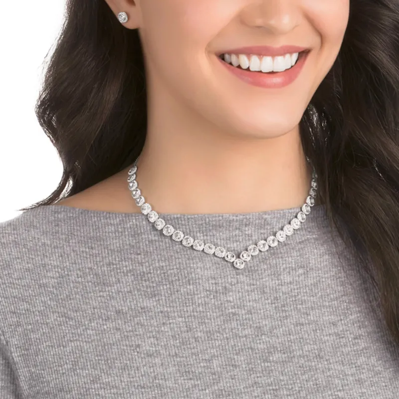 Swarovski Angelic Square Necklaces Women's White-4