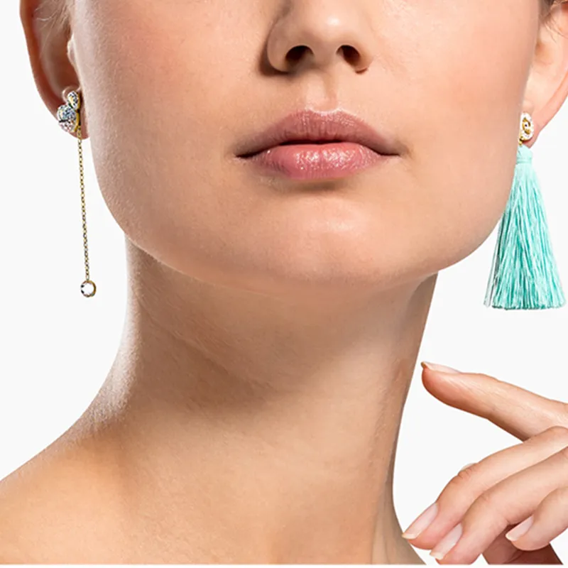 Swarovski Faux Crystal Stone Earrings Women's Gold Plated-4