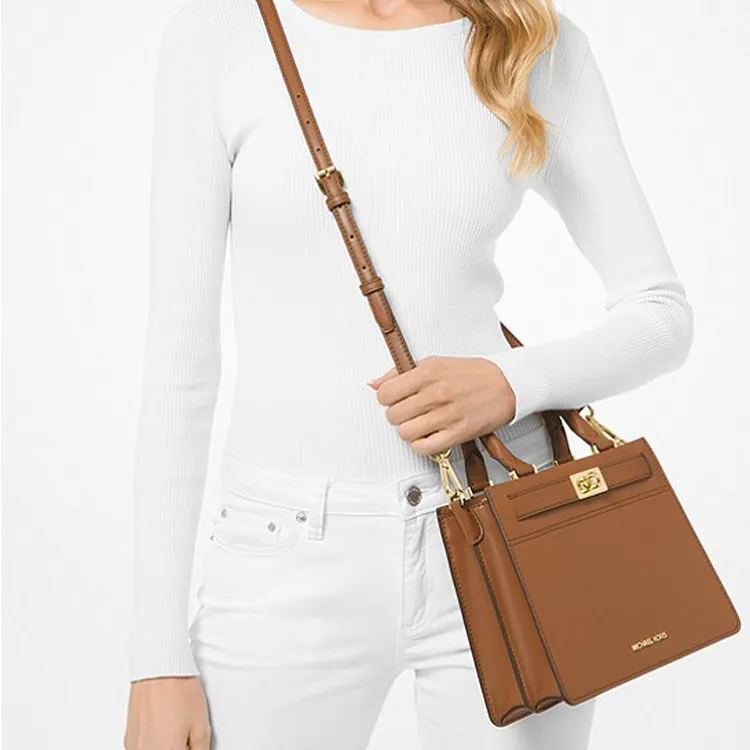 MICHAEL KORS Tatiana Leather Crossbody Bags Handbags Medium Size Women's Brown-4