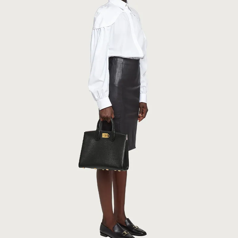FERRAGAMO Leather Handbag Men's Black-6