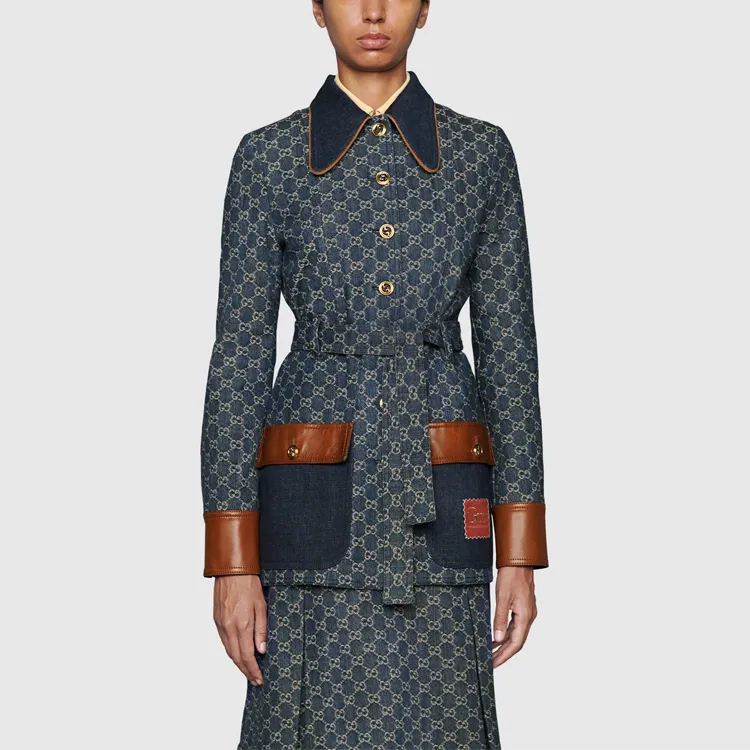 GUCCI Demin Denim Jacket Women's Dark Blue-2
