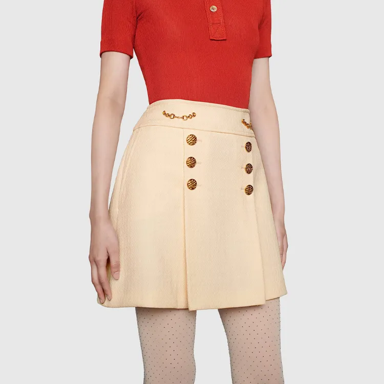GUCCI Button Detail A line Mini Skirt-4