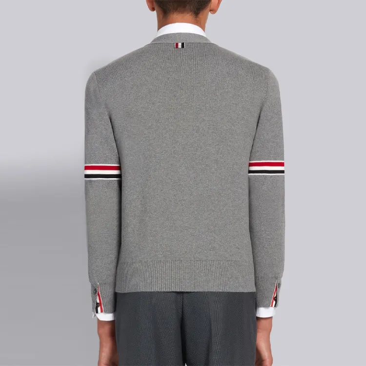 THOM BROWNE 4 Bar Stripe V Neck Cardigan-2