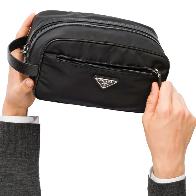 PRADA Nylon Toiletry Bag Unisex Black-3