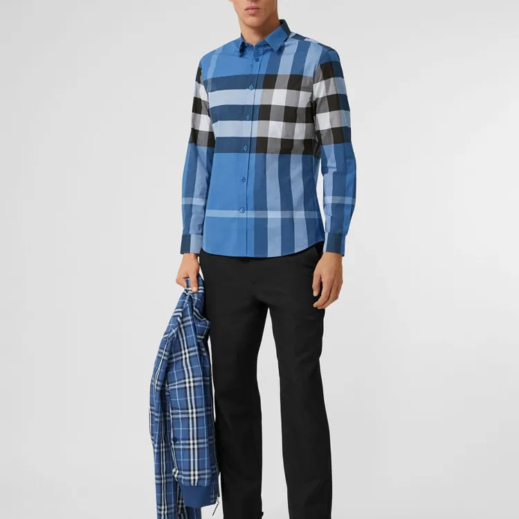 Burberry Shirt Men's Dark Sky Blue-3
