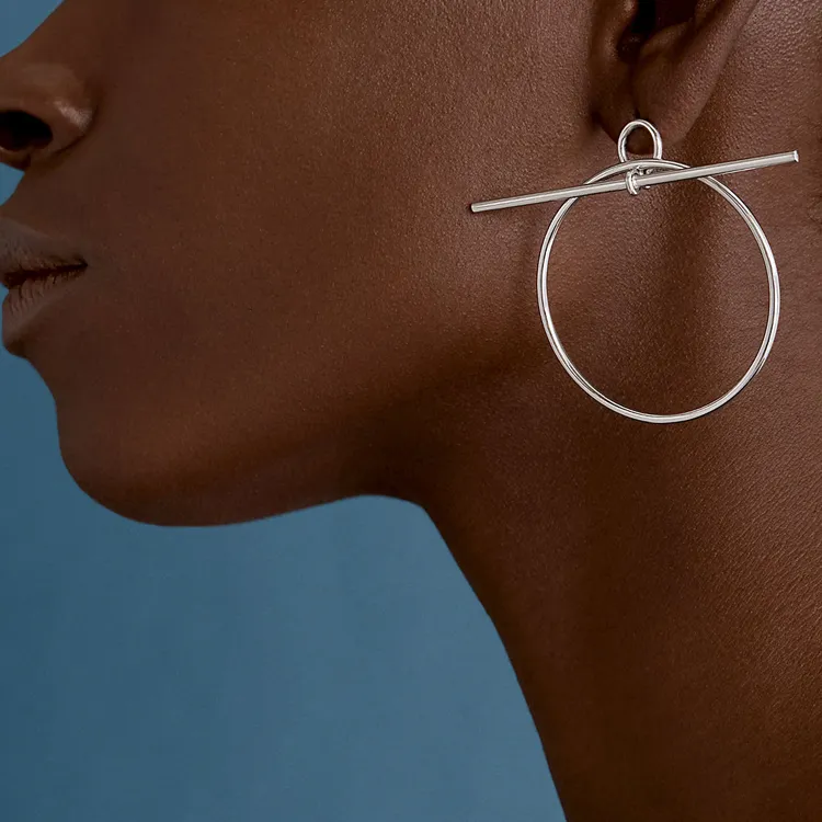 HERMES Sterling Silver Earrings Unisex-2