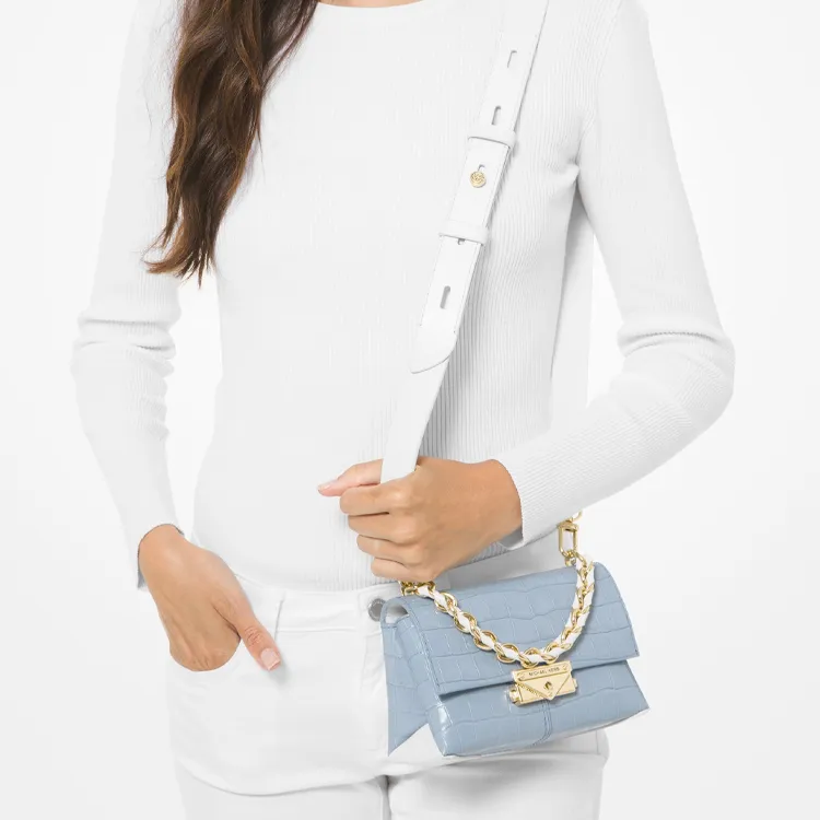 MICHAEL KORS Cece Cow Leather Crossbody Bag, Shoulder Bag Women's Blue-4