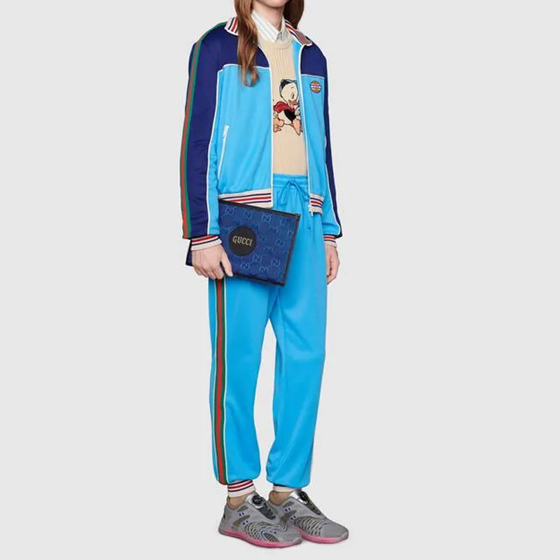 GUCCI Off The Grid Recycled Nylon With Leather Clutch Regular Unisex Blue/Black-7