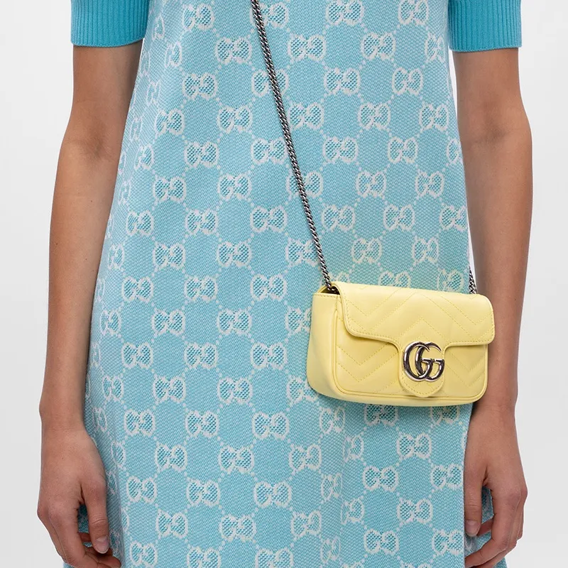 GUCCI GG Marmont Quilted Leather Crossbody Bag, Shoulder Bag Women's Yellow-7