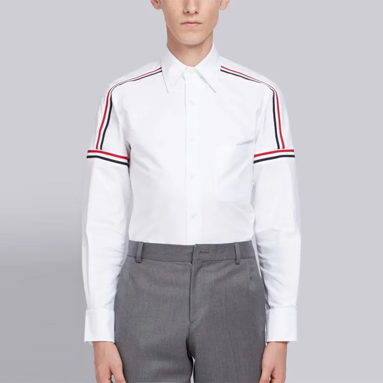 THOM BROWNE Seamed Elastic Stripe Oxford Shirt-3