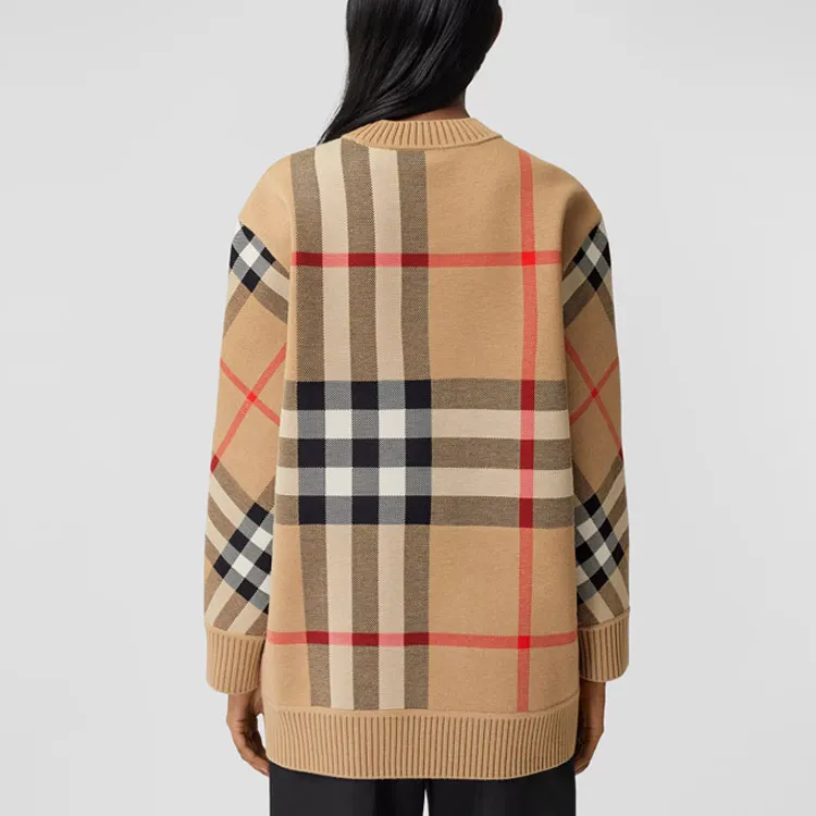 Burberry Check Technical Merino Wool Jacquard Sweater 'Archive Beige'-5
