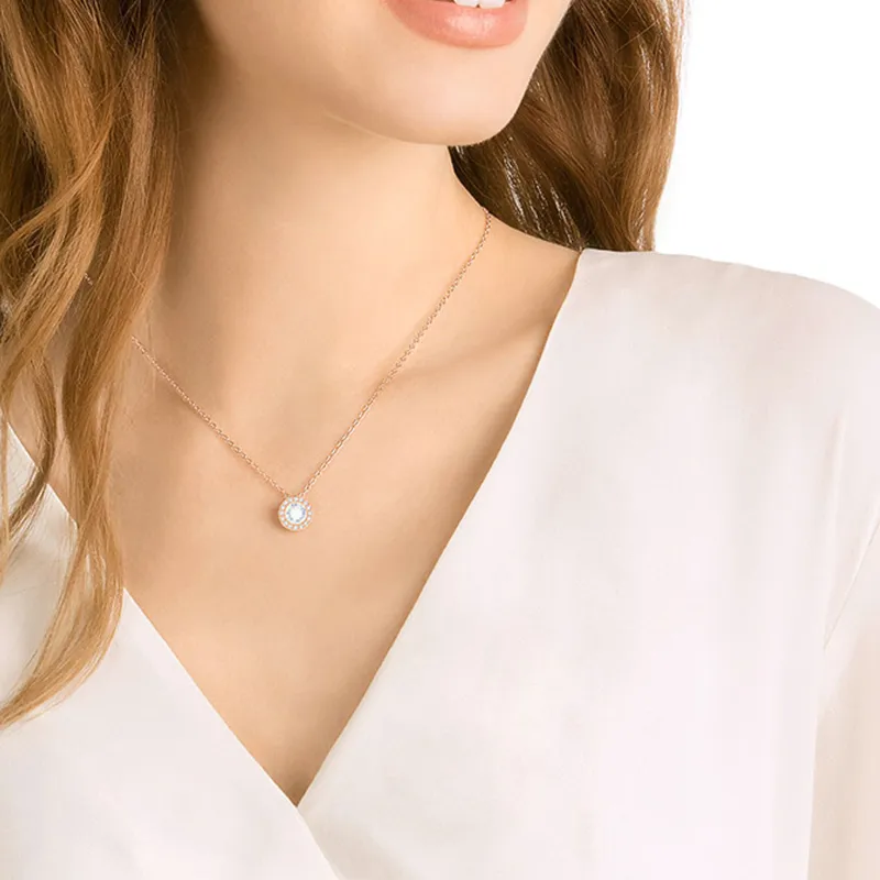 Swarovski Beating Heart Metal Necklaces Women's Rose Gold-2