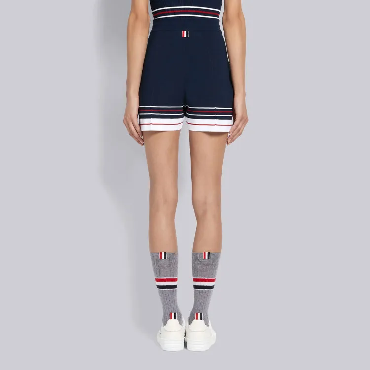 THOM BROWNE Double Cricket Stripe Pintuck Shorts-3