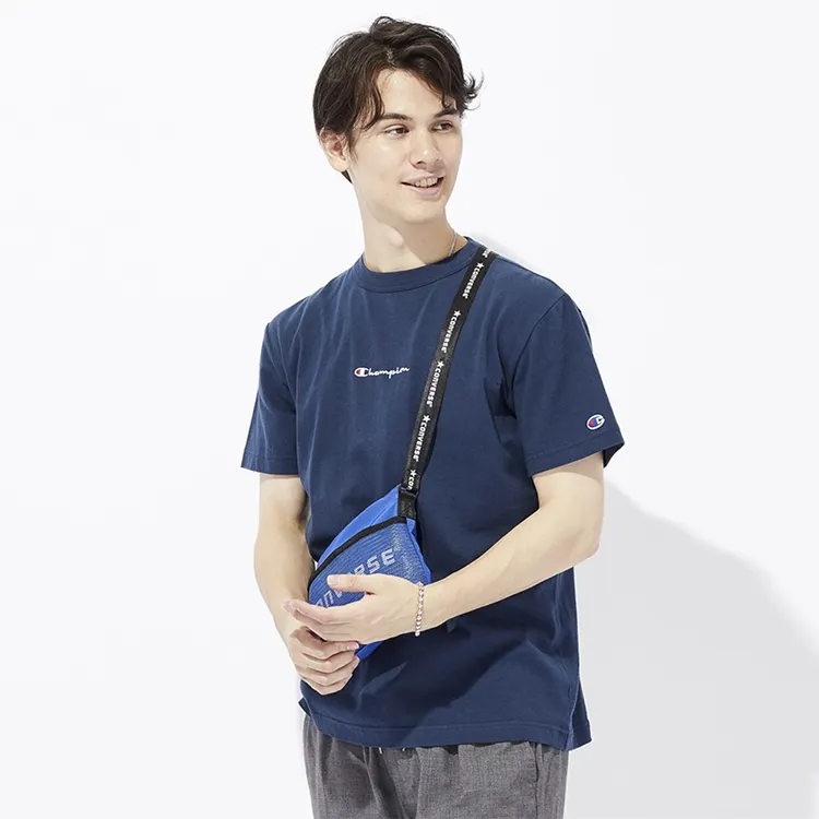 Champion Drop Shoulder Sleeve T Shirt Unisex Navy Blue Japan Version-2