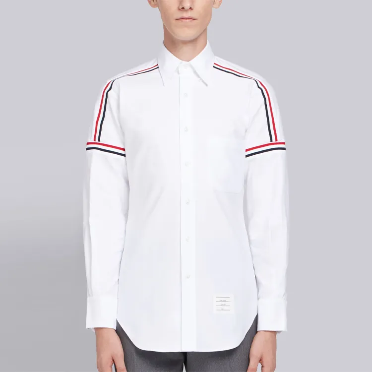 THOM BROWNE Seamed Elastic Stripe Oxford Shirt-2