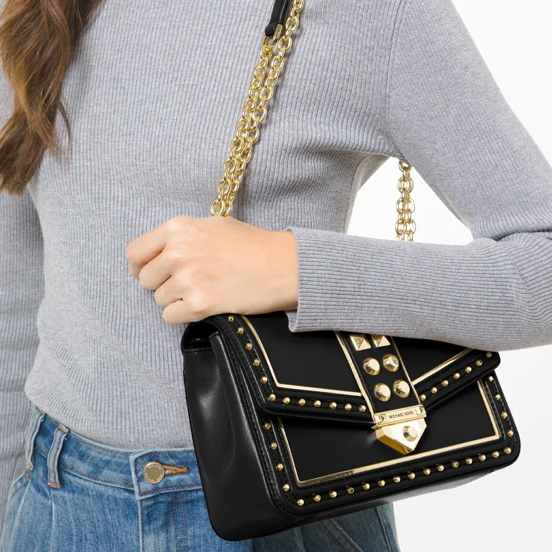MICHAEL KORS Soho Cow Leather Artificial Leather Fabric Crossbody Bag Shoulder Bag Large Size Women's Black-3
