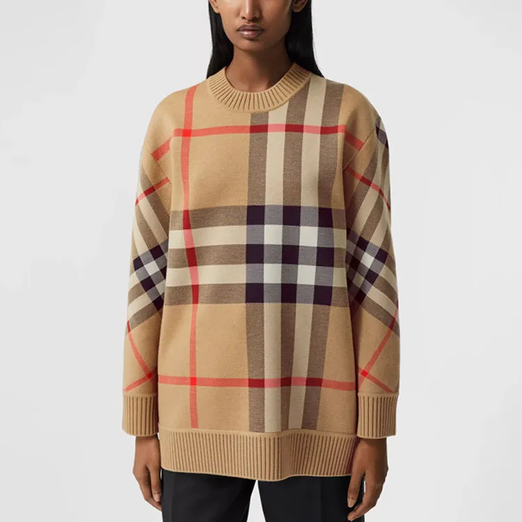 Burberry Check Technical Merino Wool Jacquard Sweater 'Archive Beige'-4