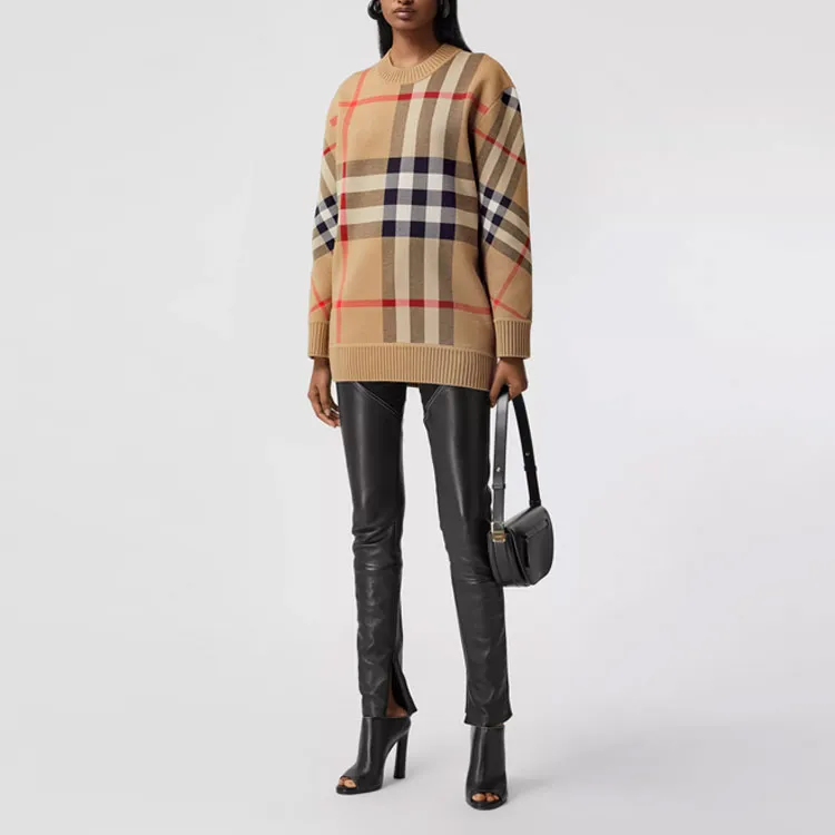 Burberry Check Technical Merino Wool Jacquard Sweater 'Archive Beige'-2