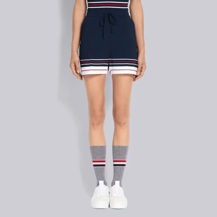 THOM BROWNE Double Cricket Stripe Pintuck Shorts-2