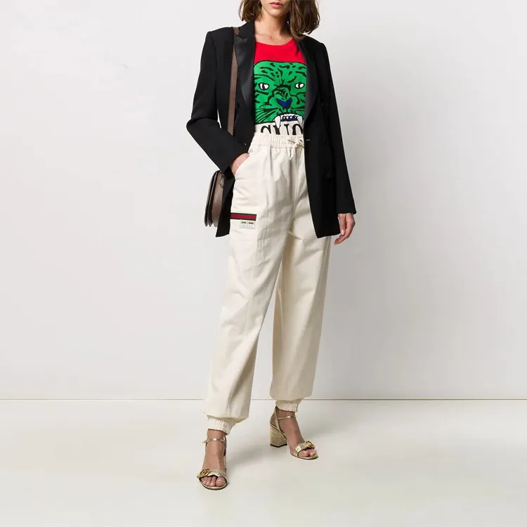 GUCCI Knitted Sweatpants Women's Ivory White-1