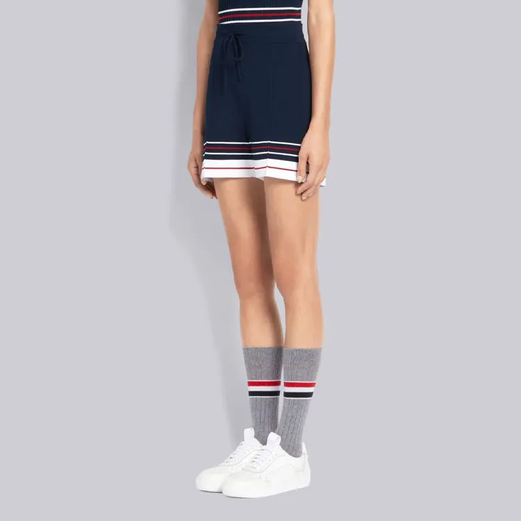 THOM BROWNE Double Cricket Stripe Pintuck Shorts-4