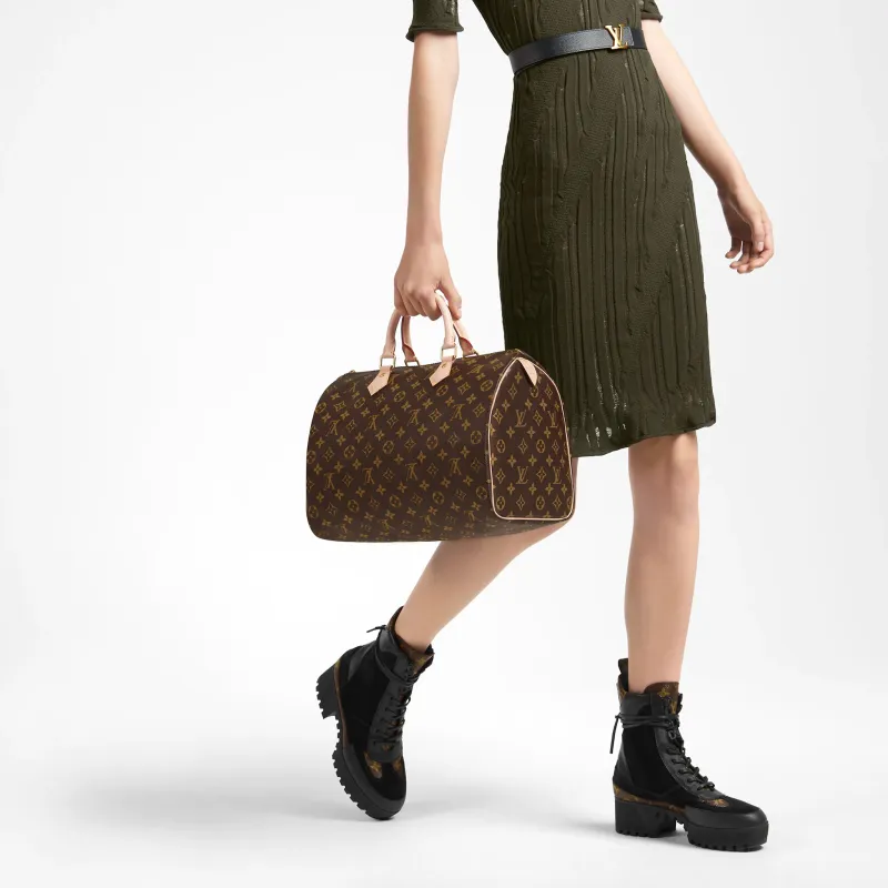 LOUIS VUITTON Speedy Canvas With Leather Pillow Bag Handbag 35 Women's Brown-5