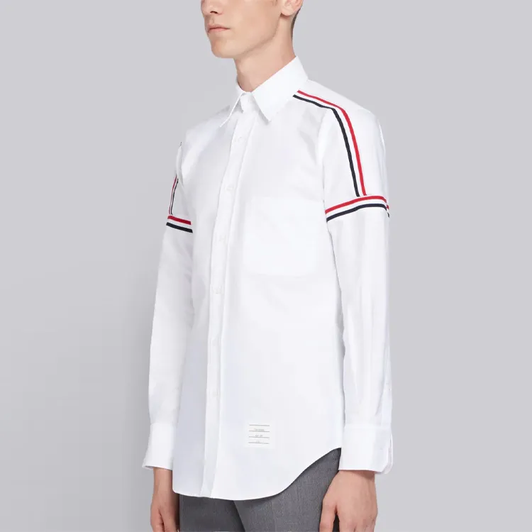 THOM BROWNE Seamed Elastic Stripe Oxford Shirt-4