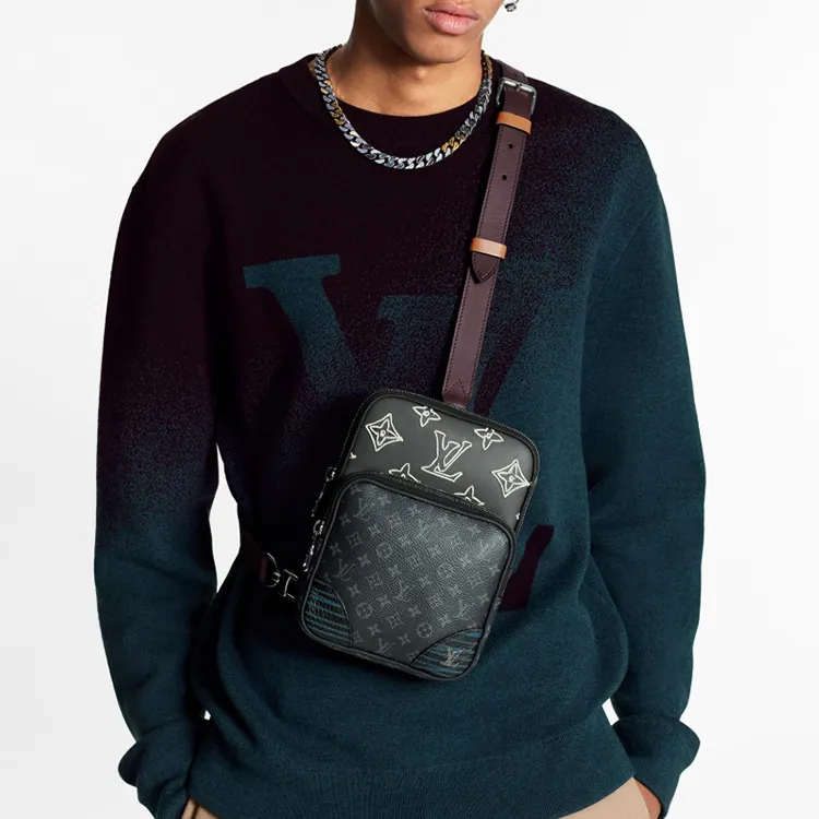 LOUIS VUITTON Amazone Sling Monogram Eclipse Patchwork Gray/Black-5