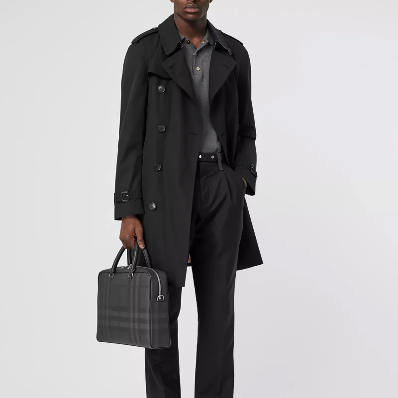 Burberry Leather Briefcase Shoulder Bag Crossbody Bag Handbag Regular Men's Dark Charcoal Gray-5