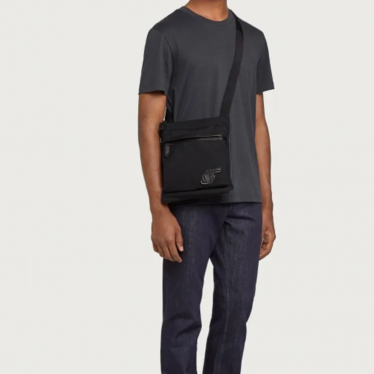 FERRAGAMO Nylon One Shoulder Crossbody Bag Regular Men's Black-4