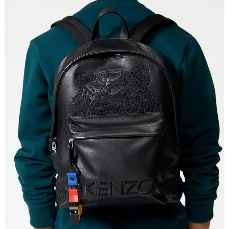KENZO Cow Leather Backpack Large Size Men's Black-5