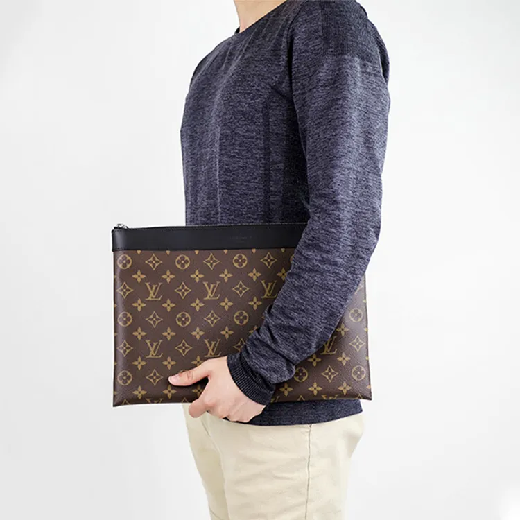 LOUIS VUITTON Discovery Canvas With Leather Handheld Toiletry Bag Tubas Men's Brown-5