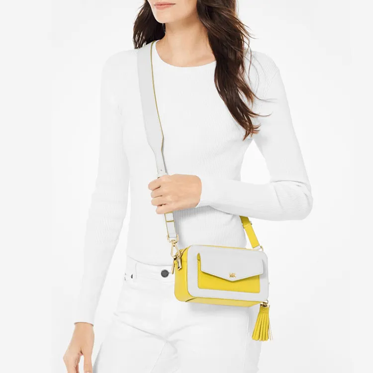 MICHAEL KORS Leather Camera Bag Shoulder Bag Crossbody Bag Small Size Women's White Yellow Multicolor-3