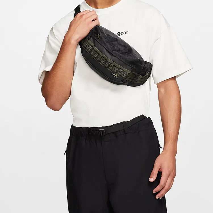 Nike Polyester With Nylon Sling Bags One Shoulder Crossbody Fanny Pack Regular Unisex Black-4
