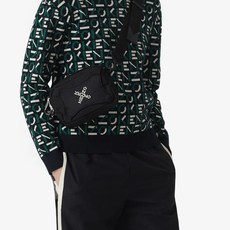 KENZO Polyester Nylon Sling Bag Shoulder Bag Crossbody Bag Men's Black-4
