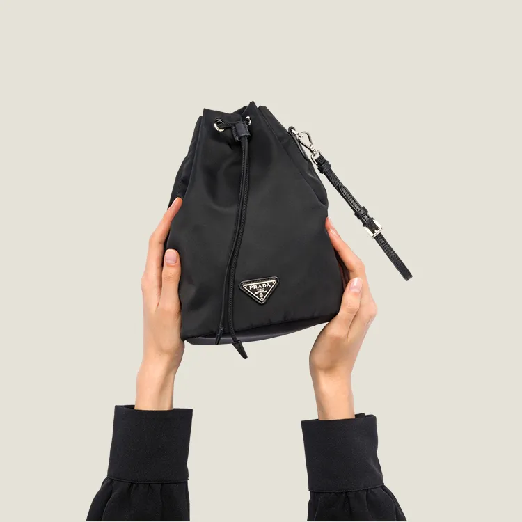 PRADA Nylon Makeup Bag Shoulder Bag Unisex Black-6