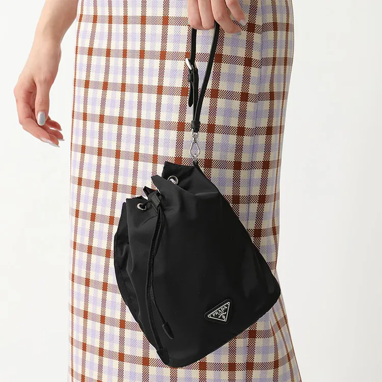 PRADA Nylon Makeup Bag Shoulder Bag Unisex Black-5