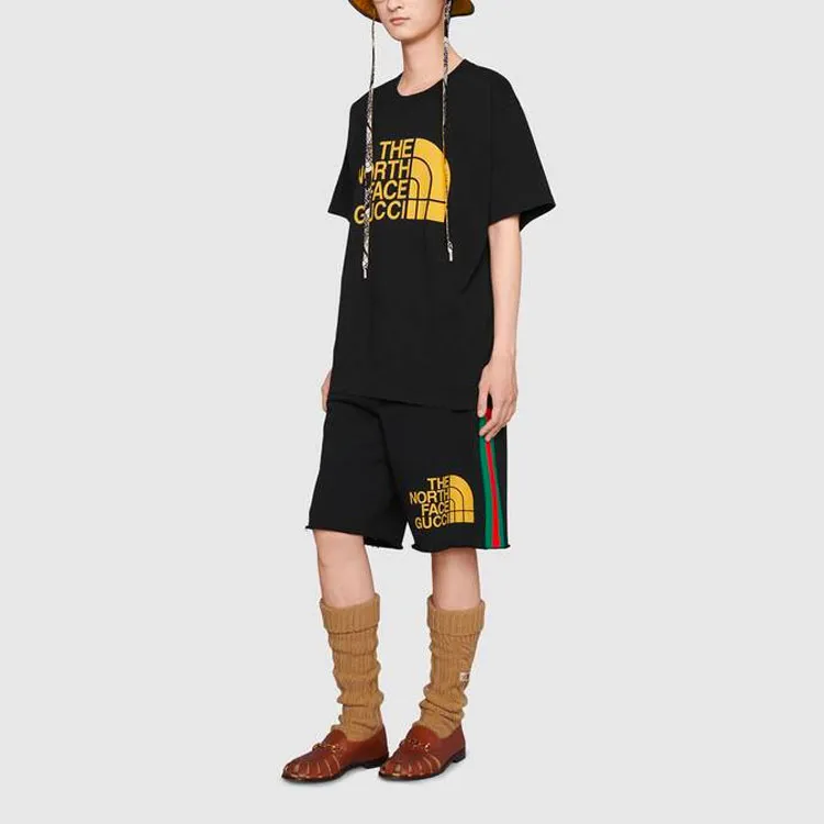 GUCCI X The North Face Web Print Cotton Shorts-3