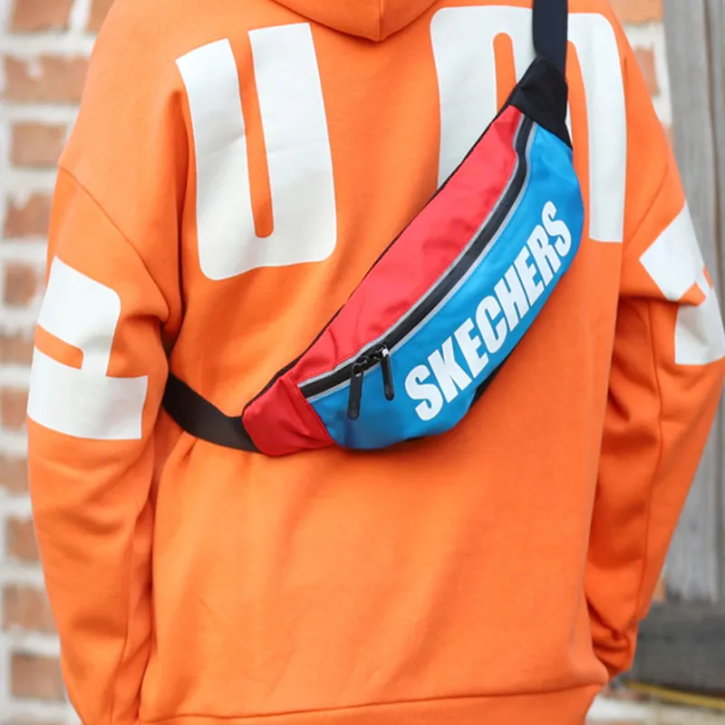Skechers Polyamide Sling Bag, Crossbody Bag, Fanny Pack Trumpets Unisex Color Block Red Blue-4
