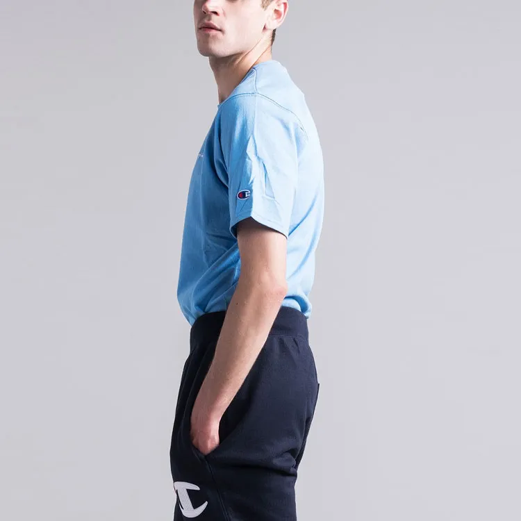 Champion Crew Neck Fitted Straight Short Sleeved T Shirt US Version Unisex Light Blue-1