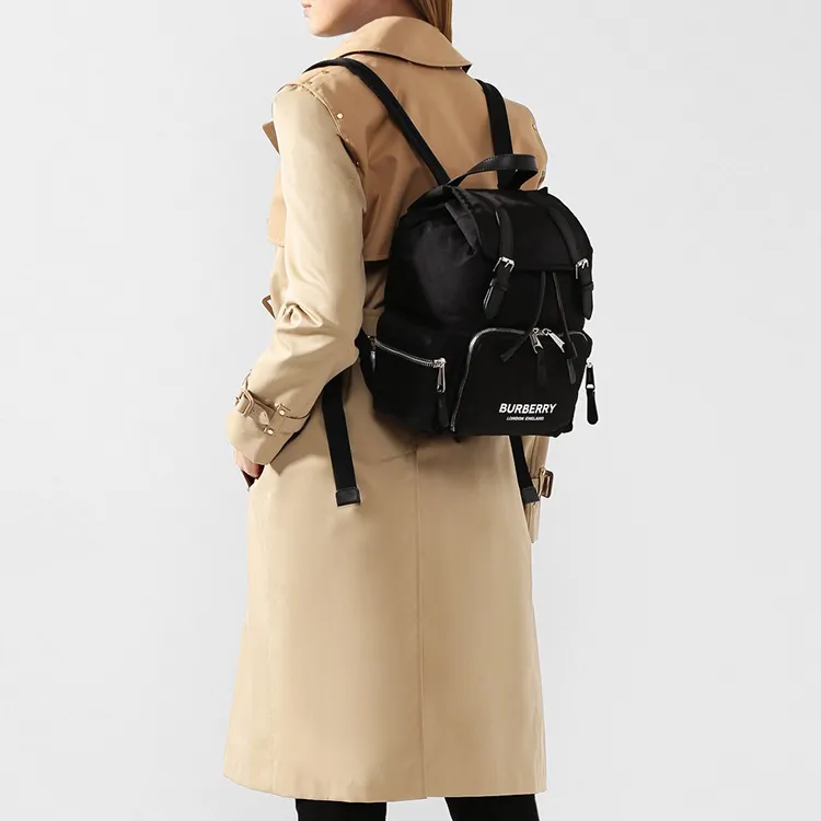Burberry Nylon Canvas Backpack Women's Black-12